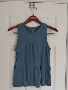 GAP Dusty Blue Tiered Sleeveless Top, Size M